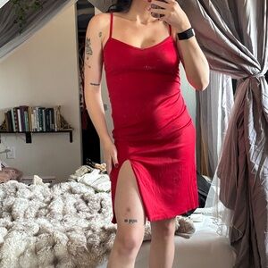 My Michelle Red Mini Slip Dress with Spaghetti Straps